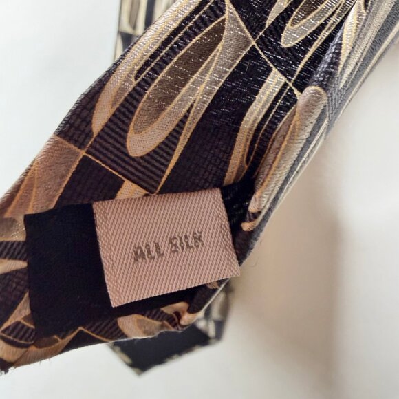 Pierre Cardin Men’s Neck Tie 4” Black & Beige Geometric 100% Silk Necktie USA - Picture 10 of 12